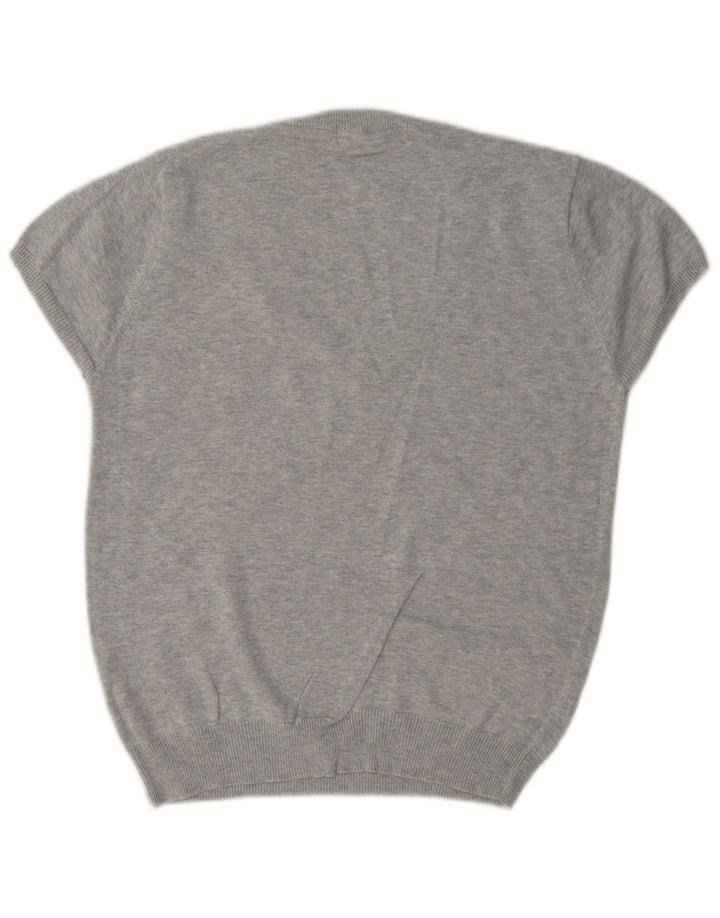 Zara Dame V-hals sweater UK 14 Large Grey Argyle/Diamond