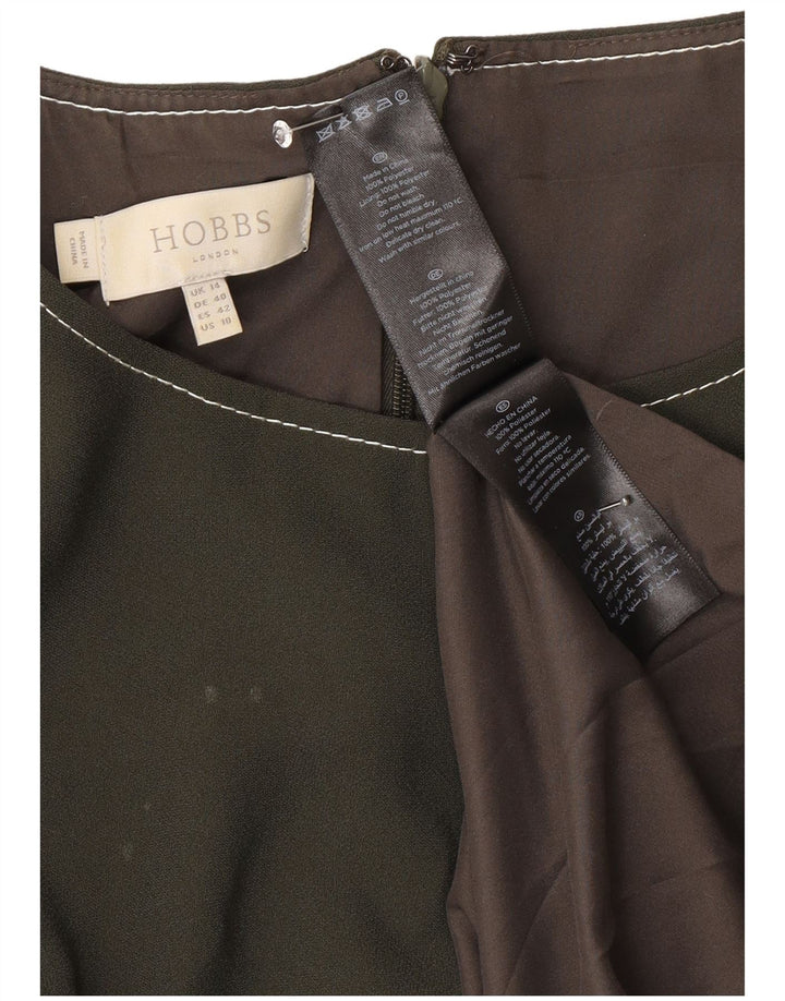 Hobbs Dame A-Line Kjole UK 14 Stor Khaki Polyester