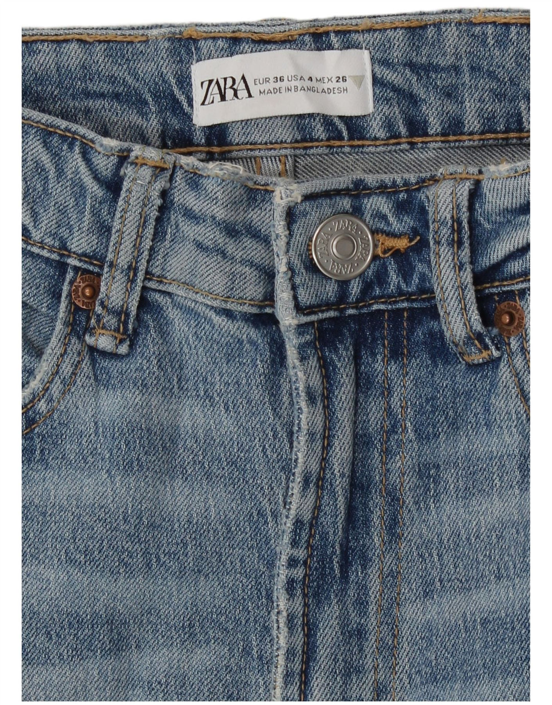 Zara Dame Straight Jeans EU 36 XS W26 L29 Blå