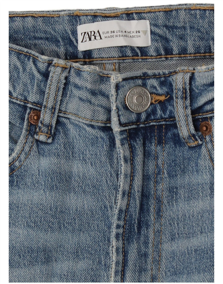 Zara Dame Straight Jeans EU 36 XS W26 L29 Blå