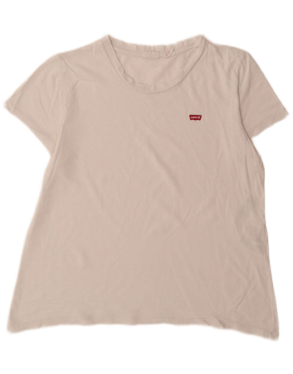 Levi's Dame T-Shirt Top UK 14 Medium Hvid Bomuld