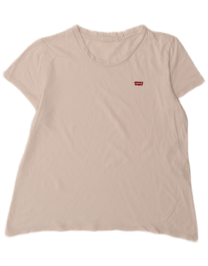 Levi's Dame T-Shirt Top UK 14 Medium Hvid Bomuld