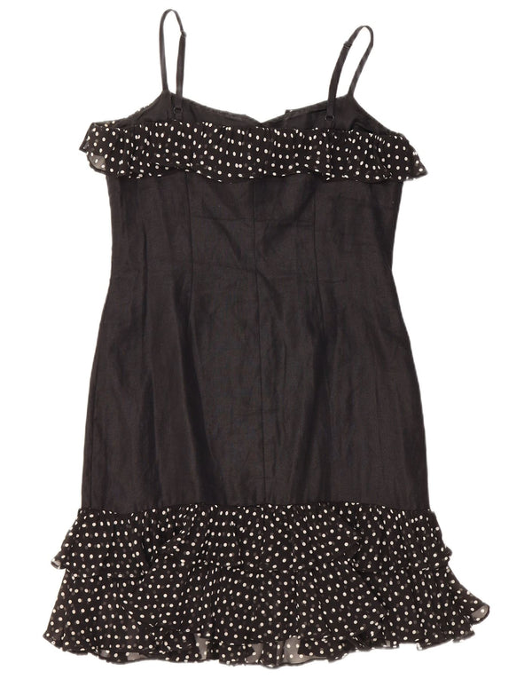 LUISA SPAGNOLI Dame Slip Dress IT 44 Medium Black Polka Dot Linned