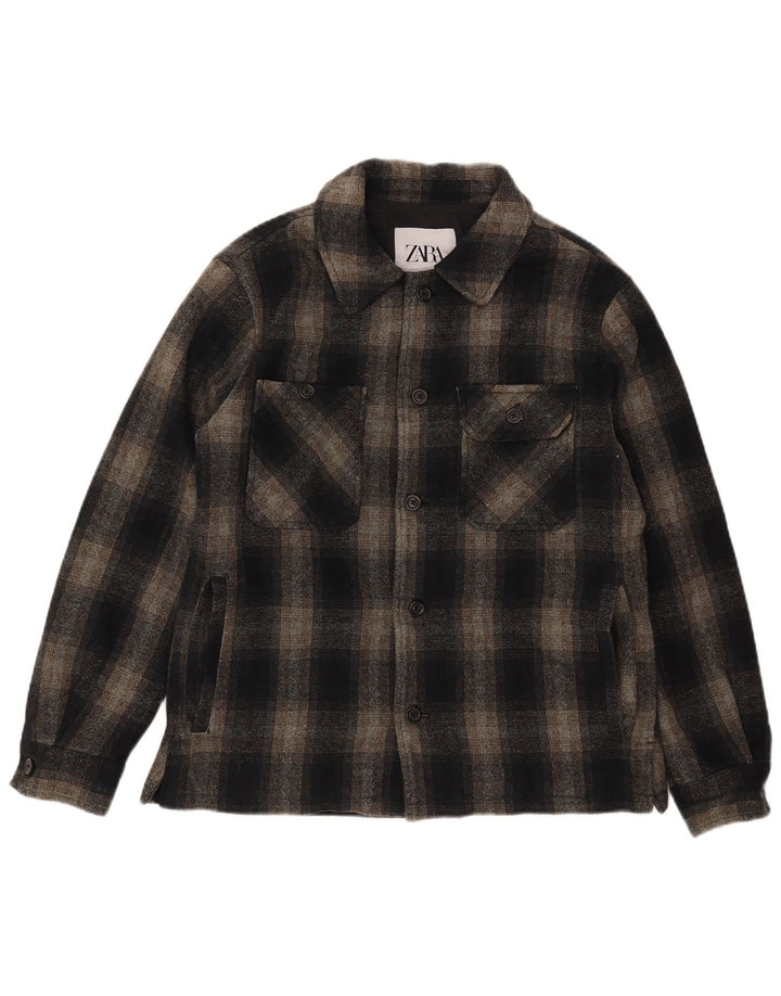 Zara Herre Lumberjack Flanel Shirt Medium Sort Ternet Polyester