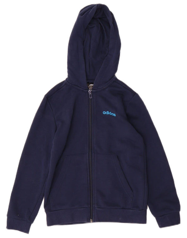ADIDAS piger grafisk hættetrøje med lynlås 8-9 år marineblå bomuld