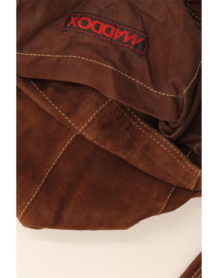 MADDOX Dame Crop Ruskindsjakke UK 16 Stor brunt læder