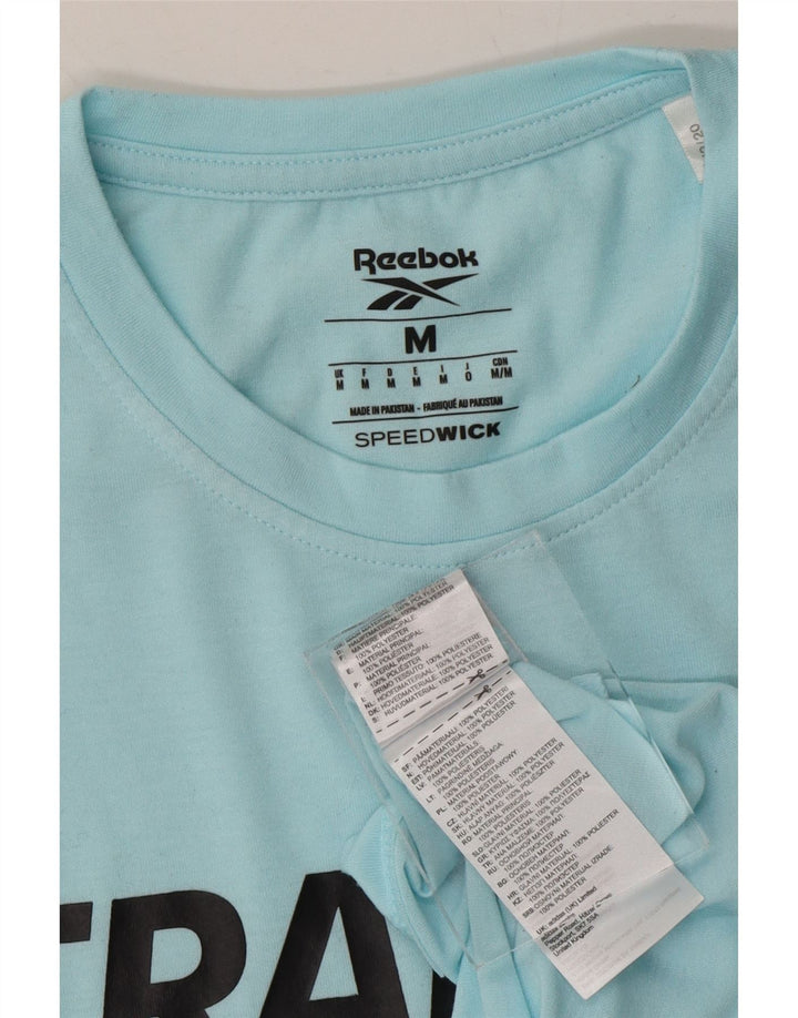REEBOK Mens Training Graphic T-Shirt Top Medium Blue Polyester Vintage Reebok and Second-Hand Reebok from Messina Hembry 