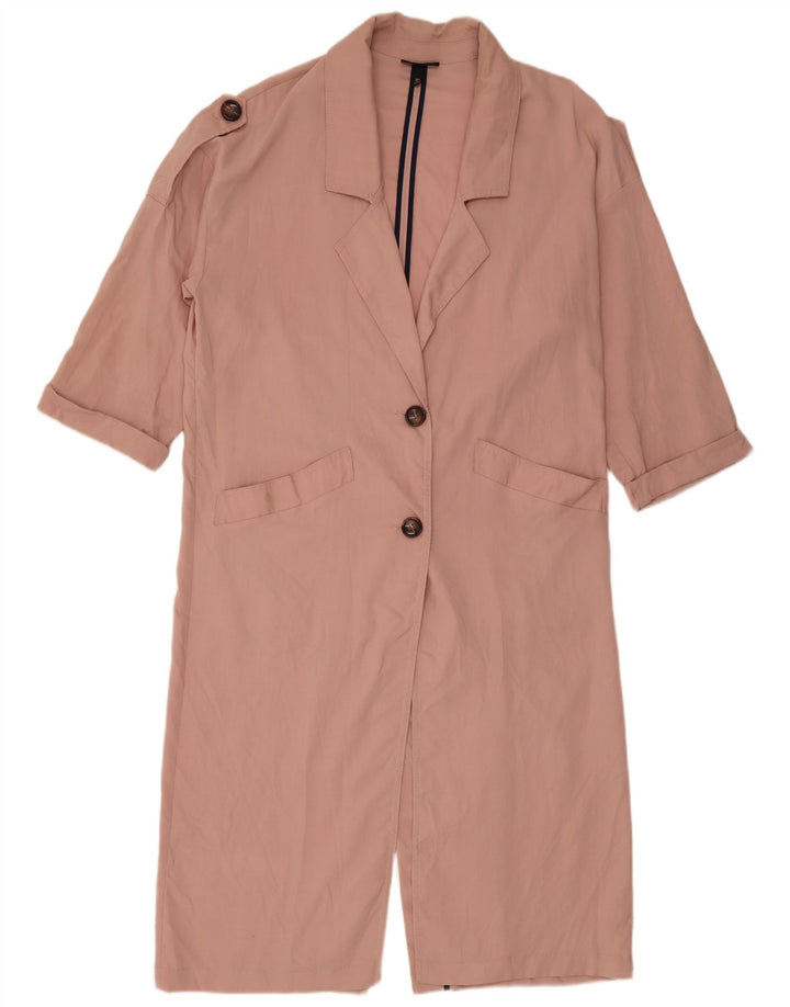 Topshop Dame Longline Kortærmet Blazer Jacket UK 8 Small Pink Lyocell