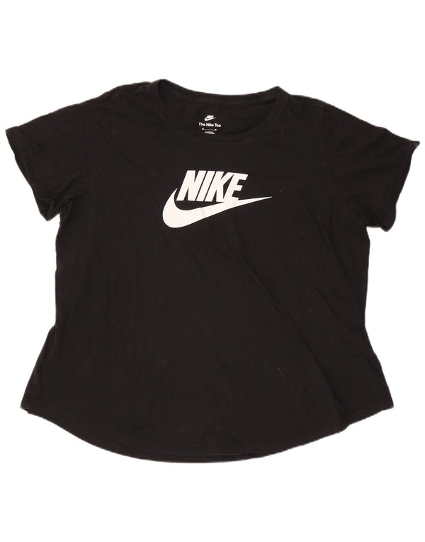 Nike grafisk T-shirt top til kvinder UK 20 2XL Sort bomuld