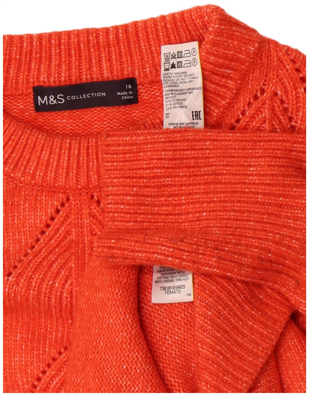 Marks & Spencer Dame sweater med rund hals DK 16 Stor Orange