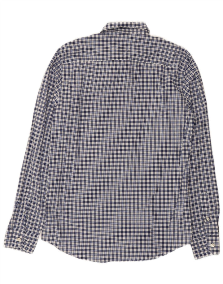 Benetton Herre Slim Shirt Medium Blue Ternet Bomuld