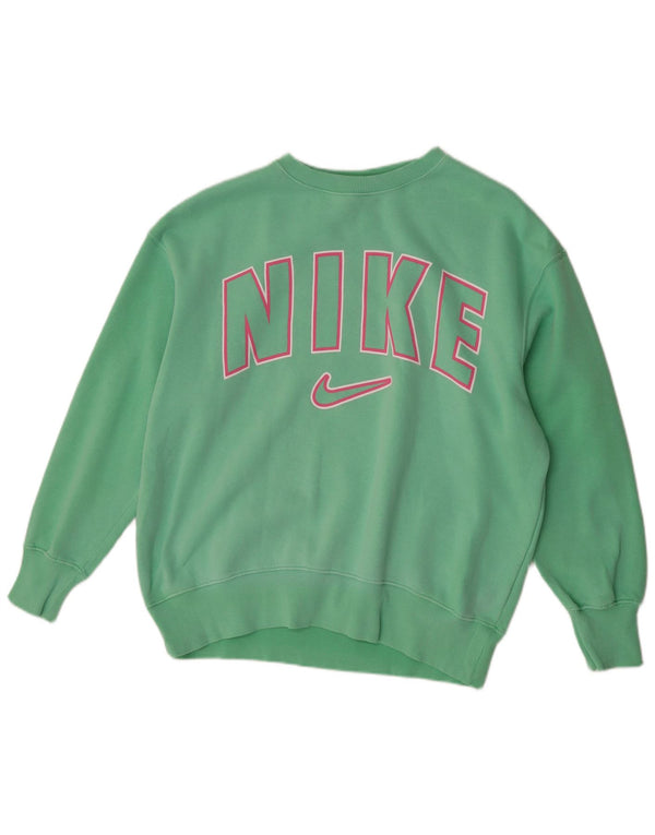 Nike Womens Graphic Oversized Sweatshirt Jumper UK 10 Lille grøn bomuld