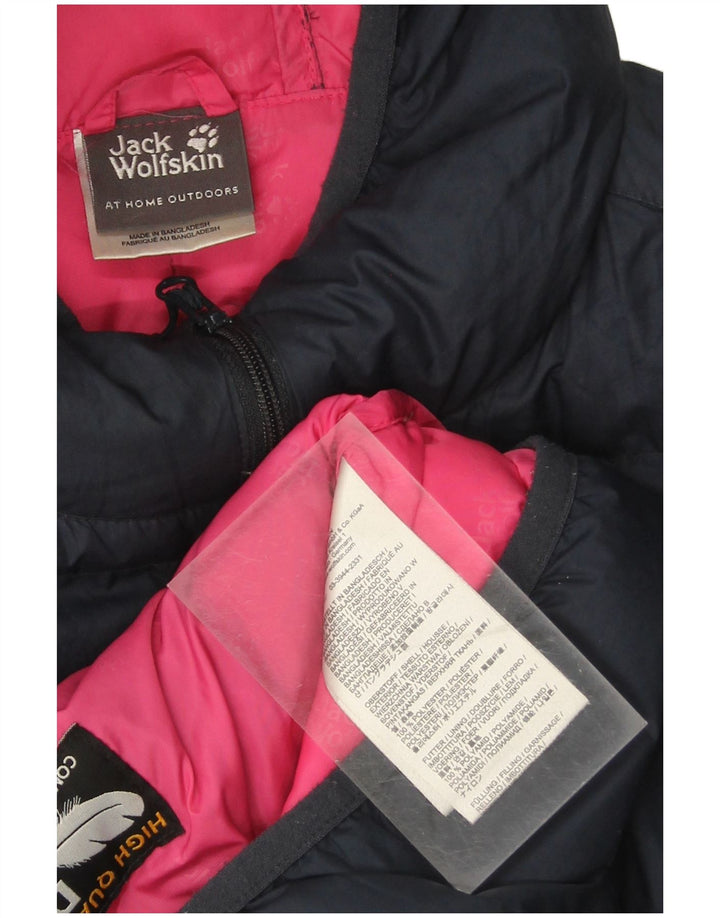 JACK WOLFSKIN Womens Hooded Padded Jacket UK 16 Large Navy Blue Polyester