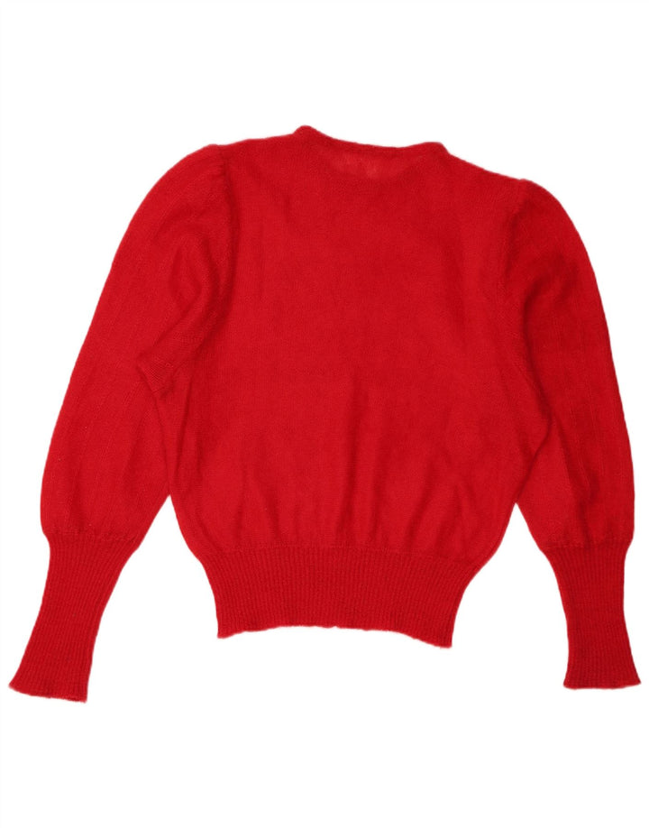 Vintage Dame Boat Neck Jumper Sweater UK 12 Medium Red