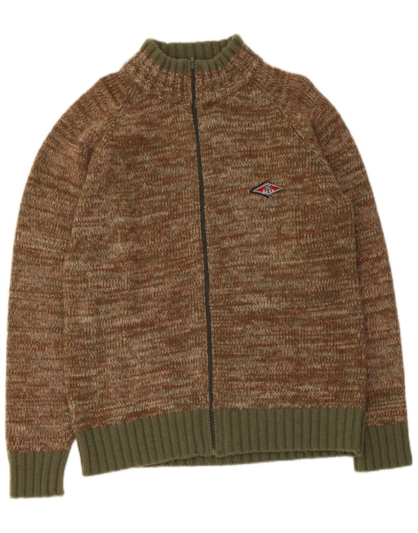 Bear Herre Cardigan Sweater Large Khaki Flecked Wool