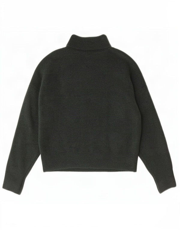 Zara Dame Roll Neck Jumper Sweater UK 16 Large Grøn Akryl