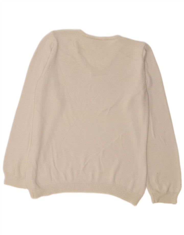 Vintage Dame V-hals sweater UK 14 Medium White Floral