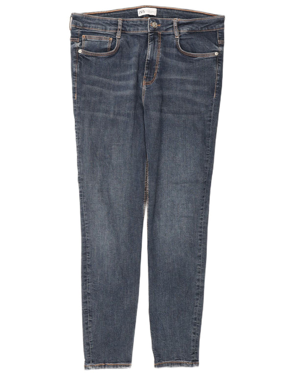 Zara Dame Slim Jeans EU 44 XL W34 L28 Blå Bomuld