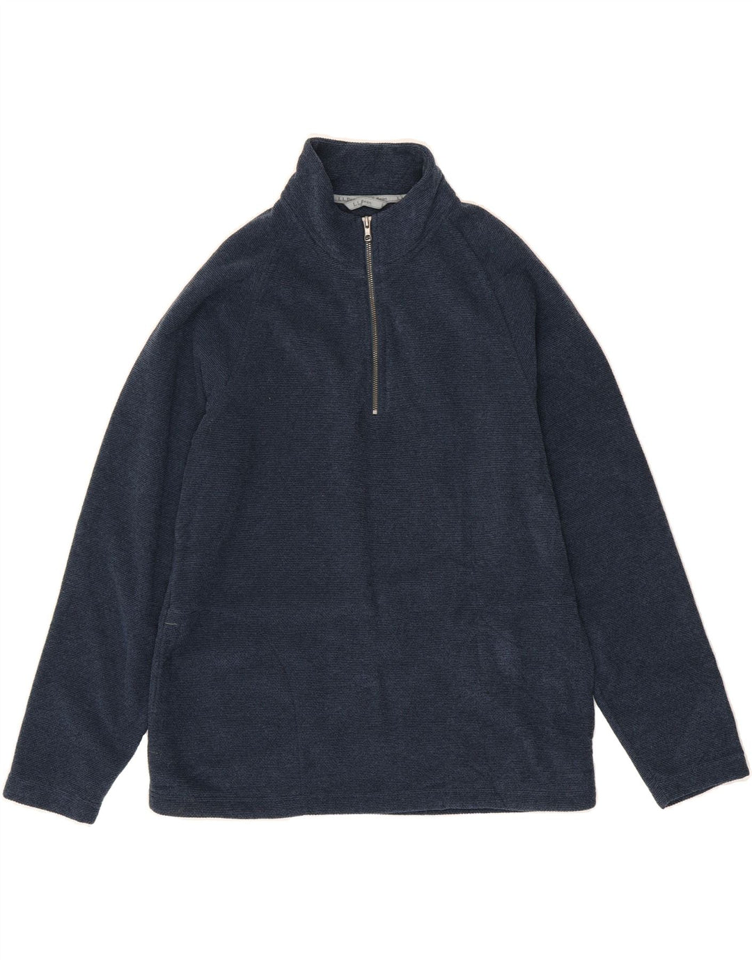 L.L.BEAN Mens Zip Neck Sweatshirt Jumper Medium Navy Blue Polyester Vintage L.L.Bean and Second-Hand L.L.Bean from Messina Hembry 