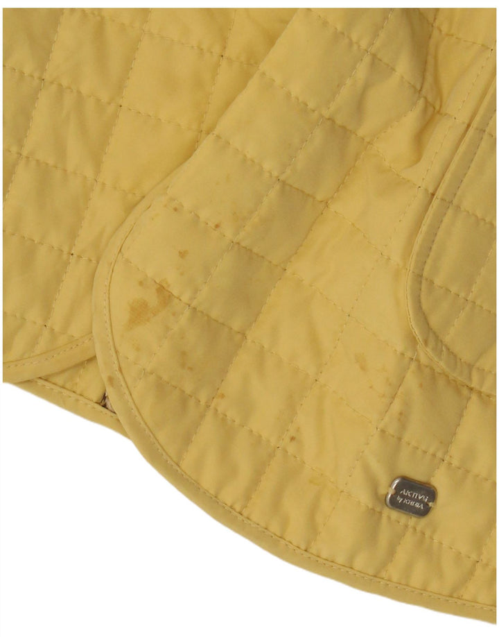 Perte by Krizia Dame 3-knaps quiltet blazerjakke Størrelse 23 Medium Gul