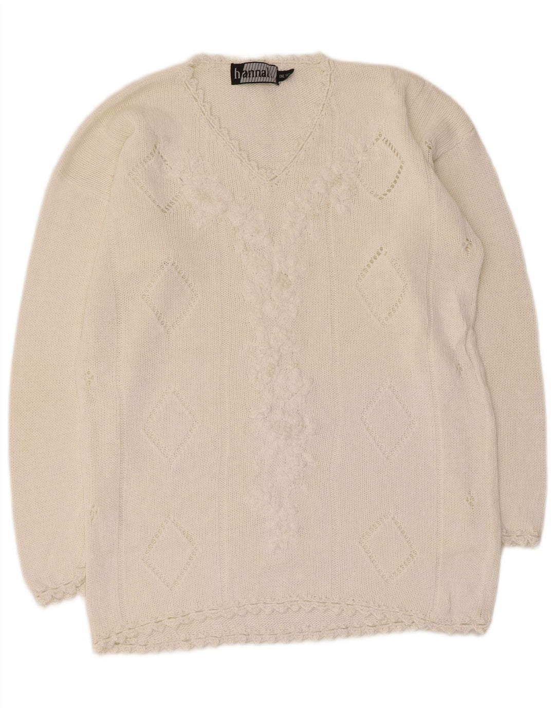 Hannah Dame V-hals sweater One Size Hvid Ramie