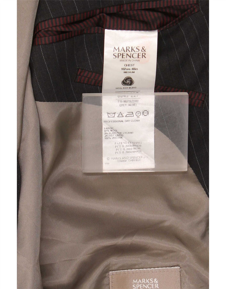Marks & Spencer Herre 2-knaps blazerjakke UK 40 Medium Grey Pinstripe