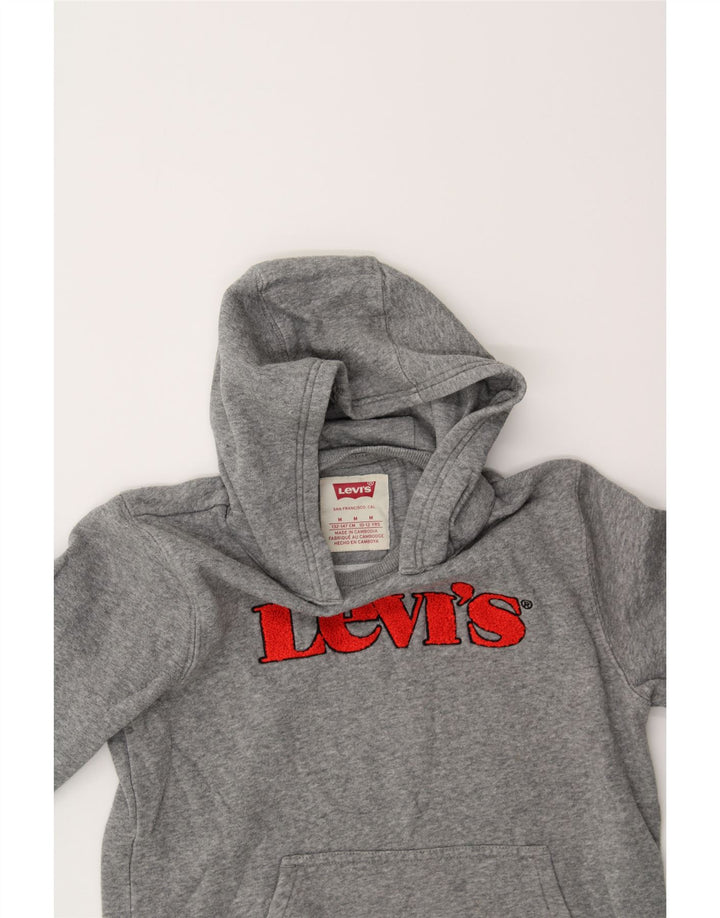 LEVI'S Boys Graphic Hoodie Jumper 10-11 Years Medium Grey Cotton Vintage Levi's and Second-Hand Levi's from Messina Hembry 