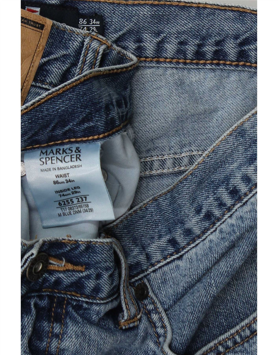 Marks & Spencer Herre Blue Harbor Straight Jeans W34 L29 Blue Cotton
