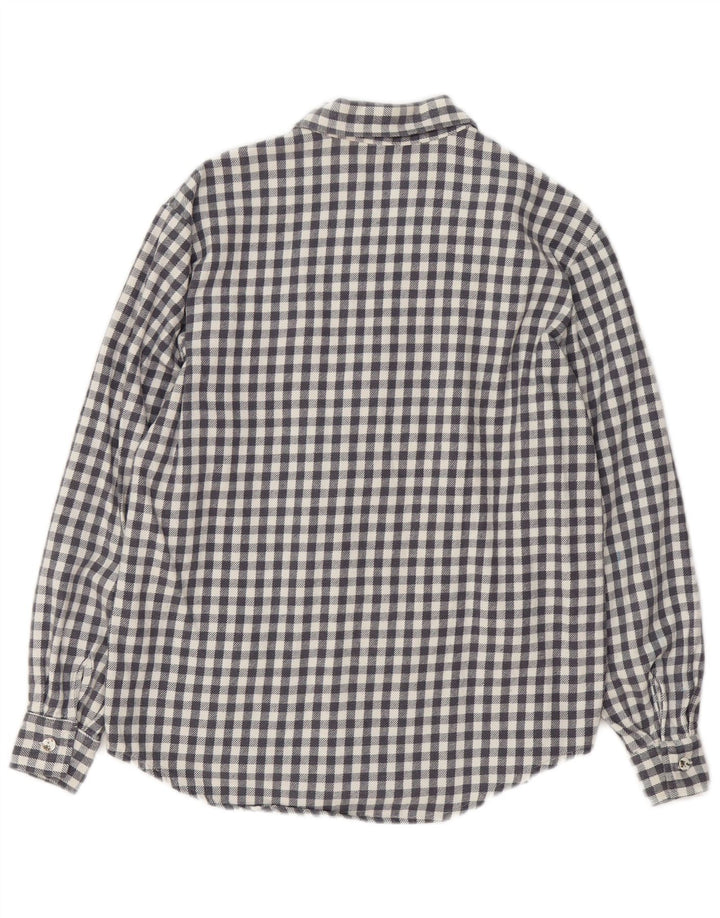 Vintage Dame Bamse Oversized Flanell Shirt UK 10 Small Grey Gingham