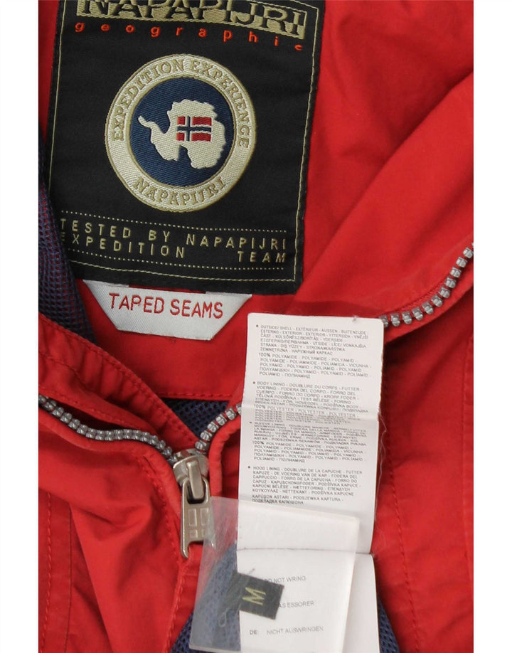 Napapijri Herre Hooded Grafisk Anorak Jacket UK 38 Medium Rød Polyamid