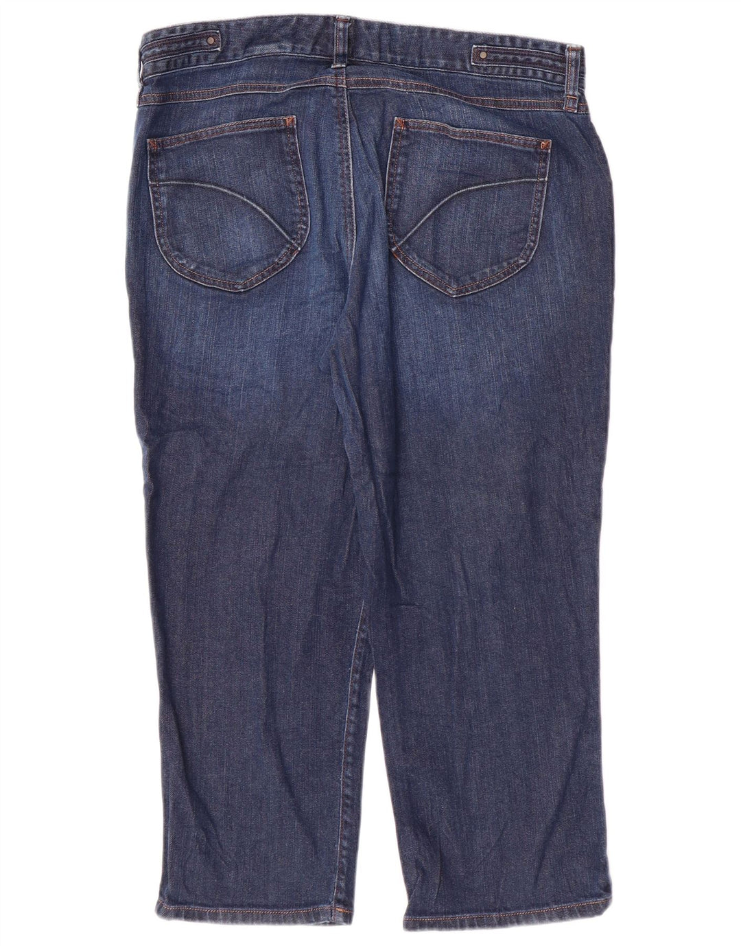 EDDIE BAUER Dame høje Capri Jeans US 12 Large W34 L23 Marineblå Bomuld