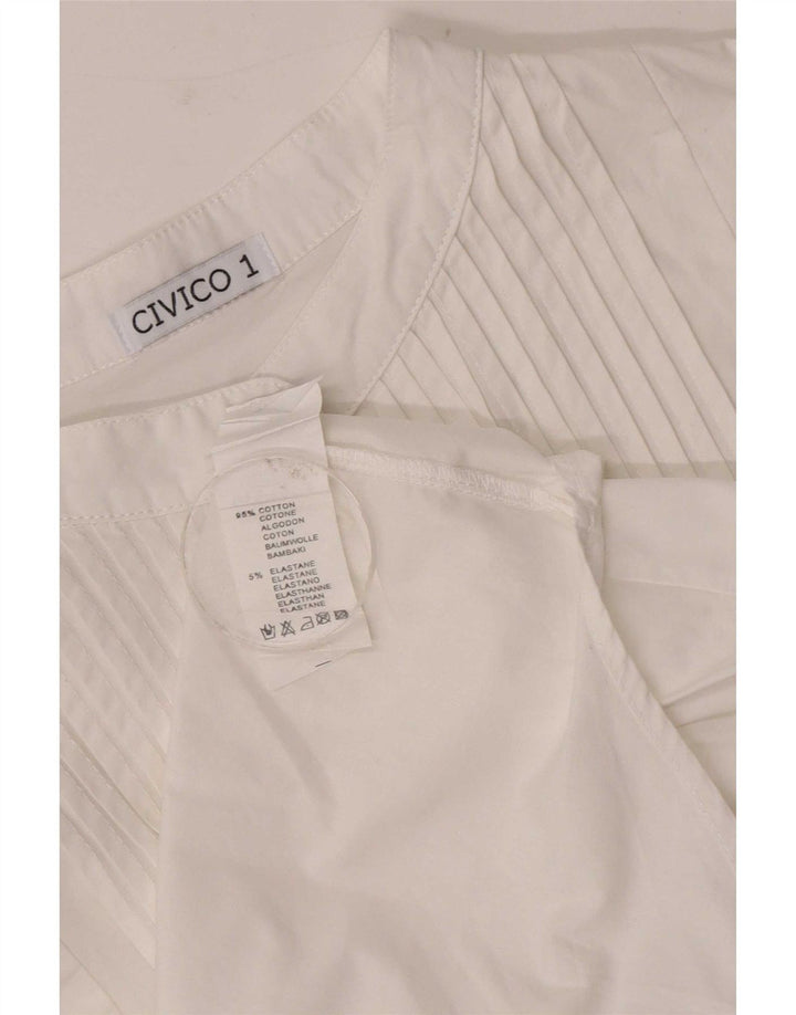 Vintage Dame skjortebluse UK 14 Medium White Cotton