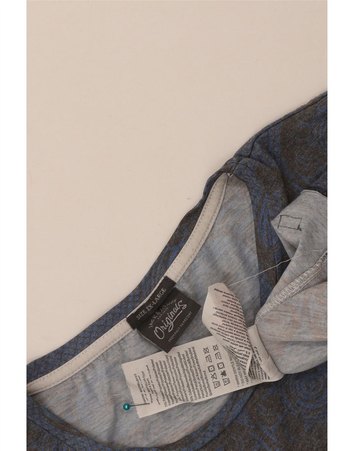 Jack & Jones Herre Grafisk T-Shirt Top 2XL Blå Geometrisk Polyester