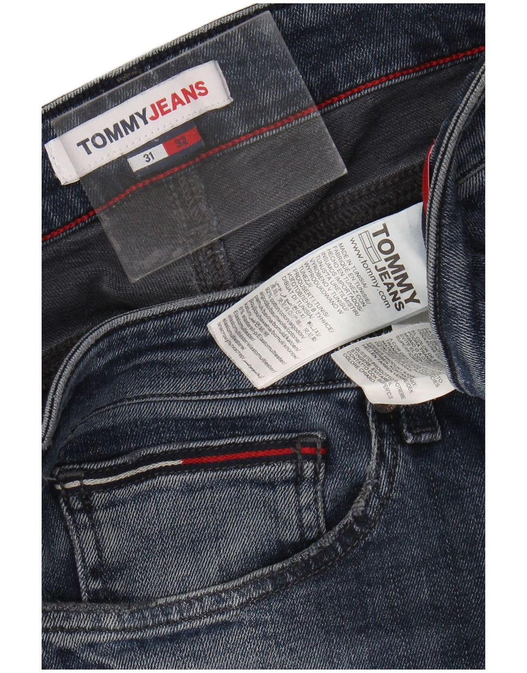 TOMMY HILFIGER Distressed Slim Jeans til mænd W31 L32 Blå bomuld