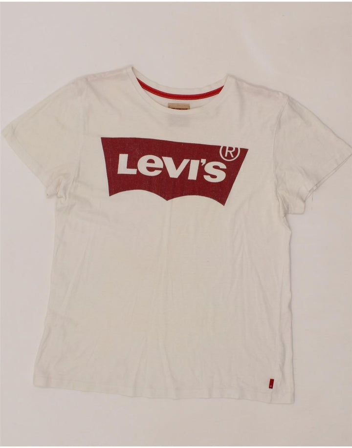 LEVI'S Boys Graphic T-Shirt Top 15-16 Years White Cotton Vintage Levi's and Second-Hand Levi's from Messina Hembry 