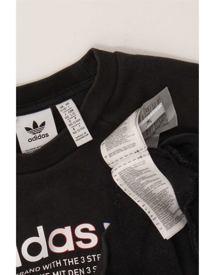 Adidas Boys Graphic Sweatshirt Jumper 13-14 år Sort Bomuld