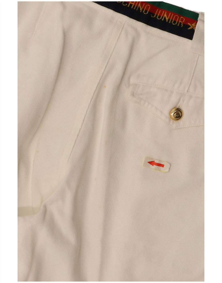 MOSCHINO drengebukser med grafisk hængt jakkesæt 9-10 år W24 L25 hvid bomuld