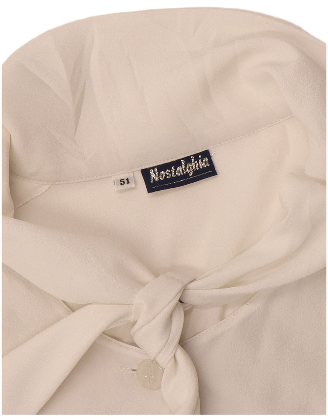 Vintage Dame Front Tie Shirt Bluse IT 51 XL Off White