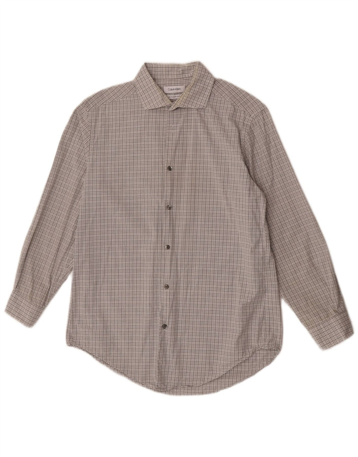 Calvin Klein Herre Slim Fit Skjorte Størrelse 15 1/2 Medium Grey Check
