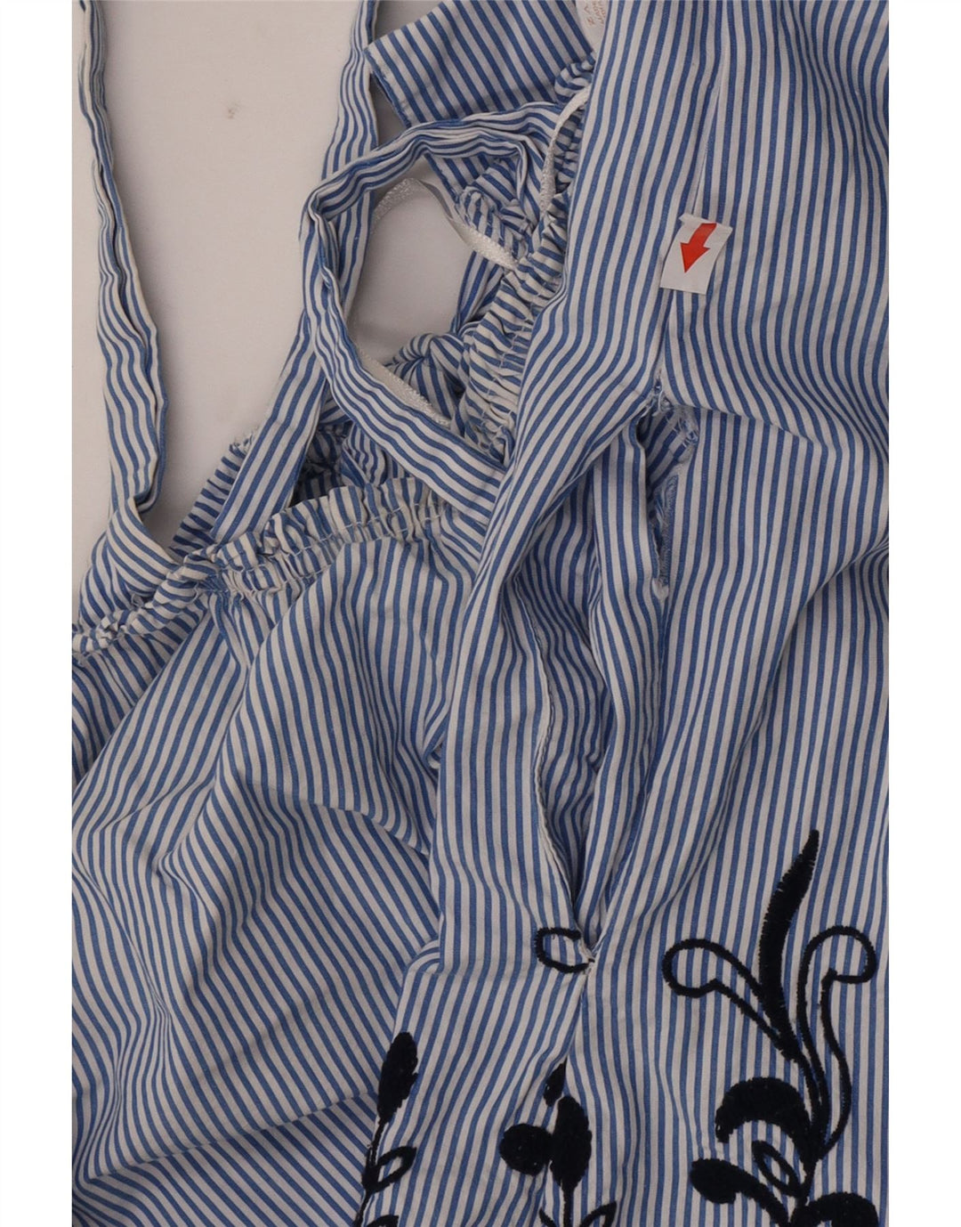 Zara Dame Oversized Off Shoulder Bluse Top UK 14 Mellem blå stribet