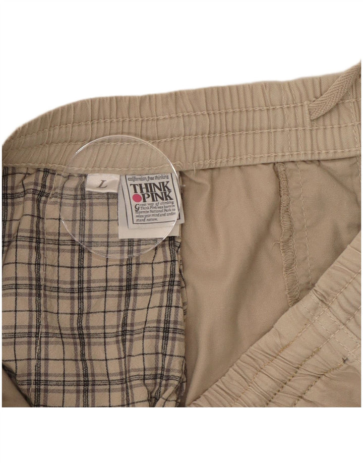 Tænk Pink Herre Bermuda Shorts Large W34 Beige Ternet Bomuld