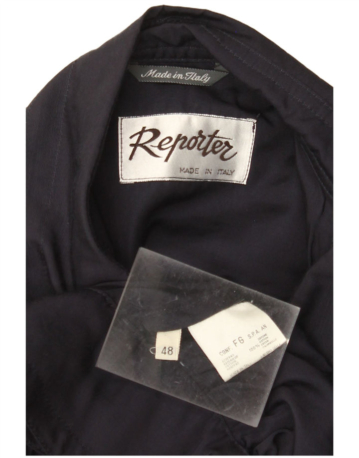 REPORTER Herre Military Bomber Jacket IT 48 Medium Navy Blue Cotton