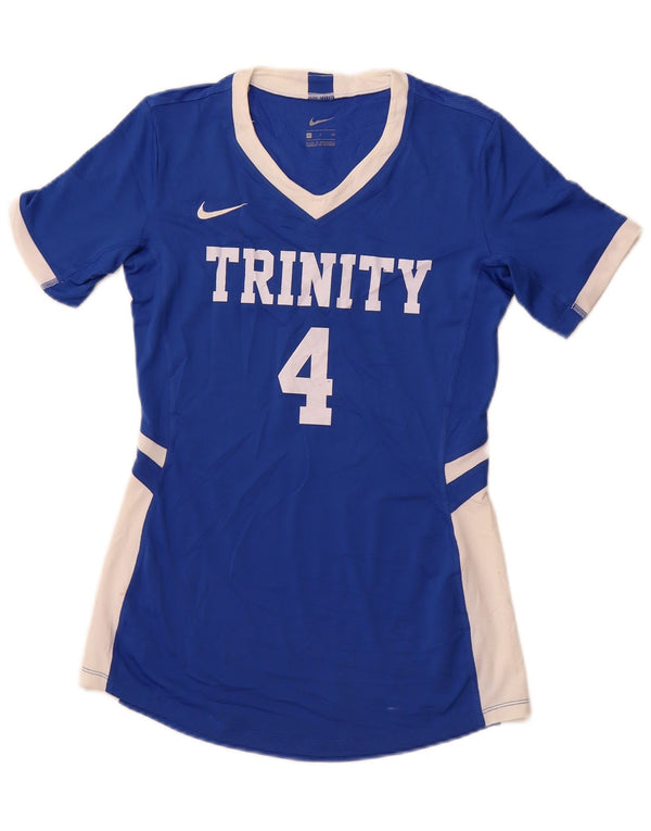 NIKE grafisk T-shirt top til kvinder DK 10 Lille blå farveblok polyester