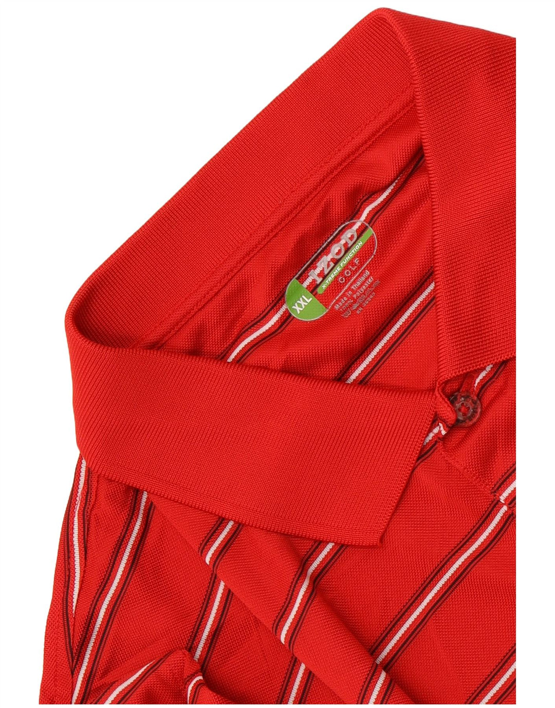 Izod Herre Golf Polo Shirt 2XL Rød Stribet Polyester