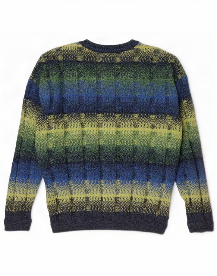 Vintage herre rund hals sweater IT 52 stor flerfarvet geometrisk