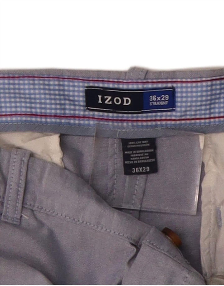 IZOD Mens Straight Chino Trousers W36 L29 Blue Cotton