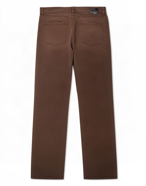 Hugo Boss Straight Casual bukser til mænd W38 L34 Brun bomuld