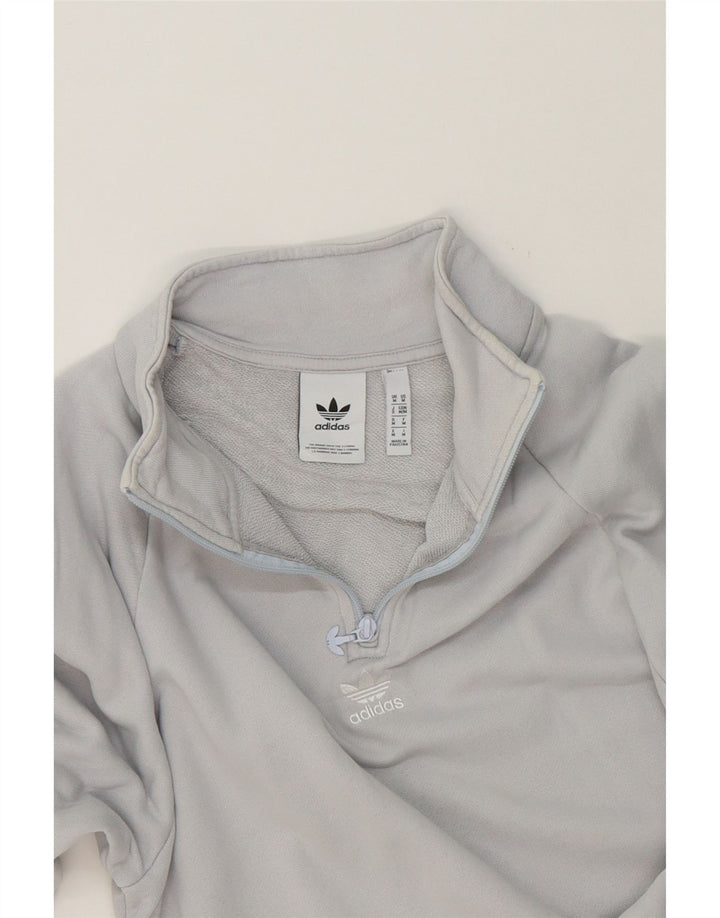 ADIDAS Mens Graphic Zip Neck Sweatshirt Jumper Medium Blue Cotton Vintage Adidas and Second-Hand Adidas from Messina Hembry 