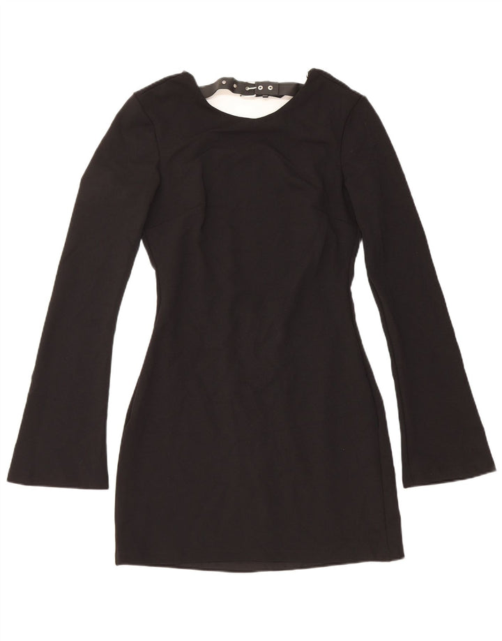 Zara Dame Langærmet Skede Kjole UK 12 Medium Sort Polyester