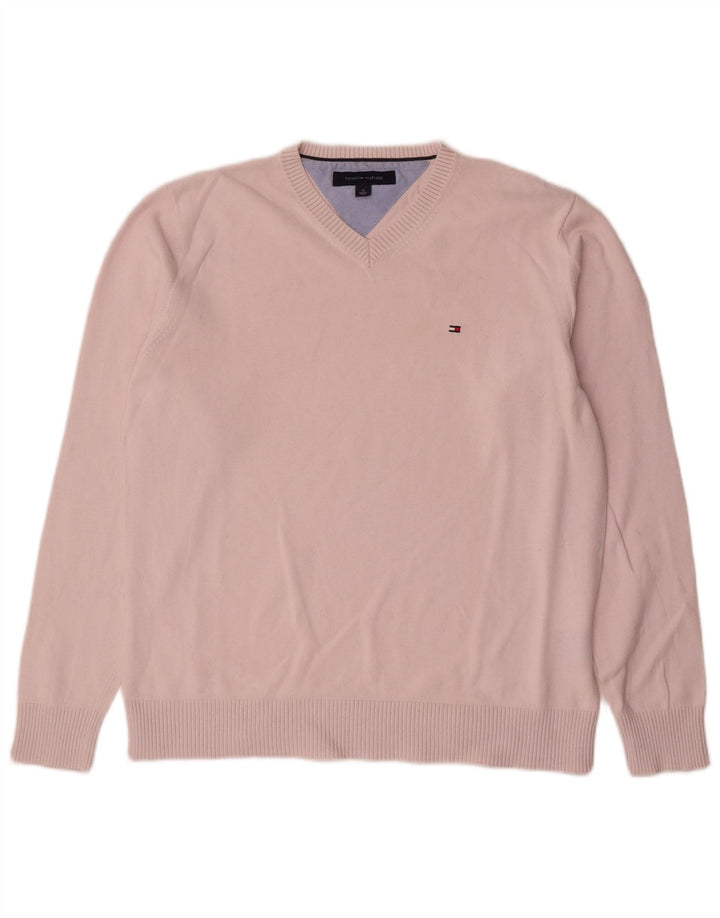 Tommy Hilfiger Herre V-hals sweater Medium Pink Bomuld